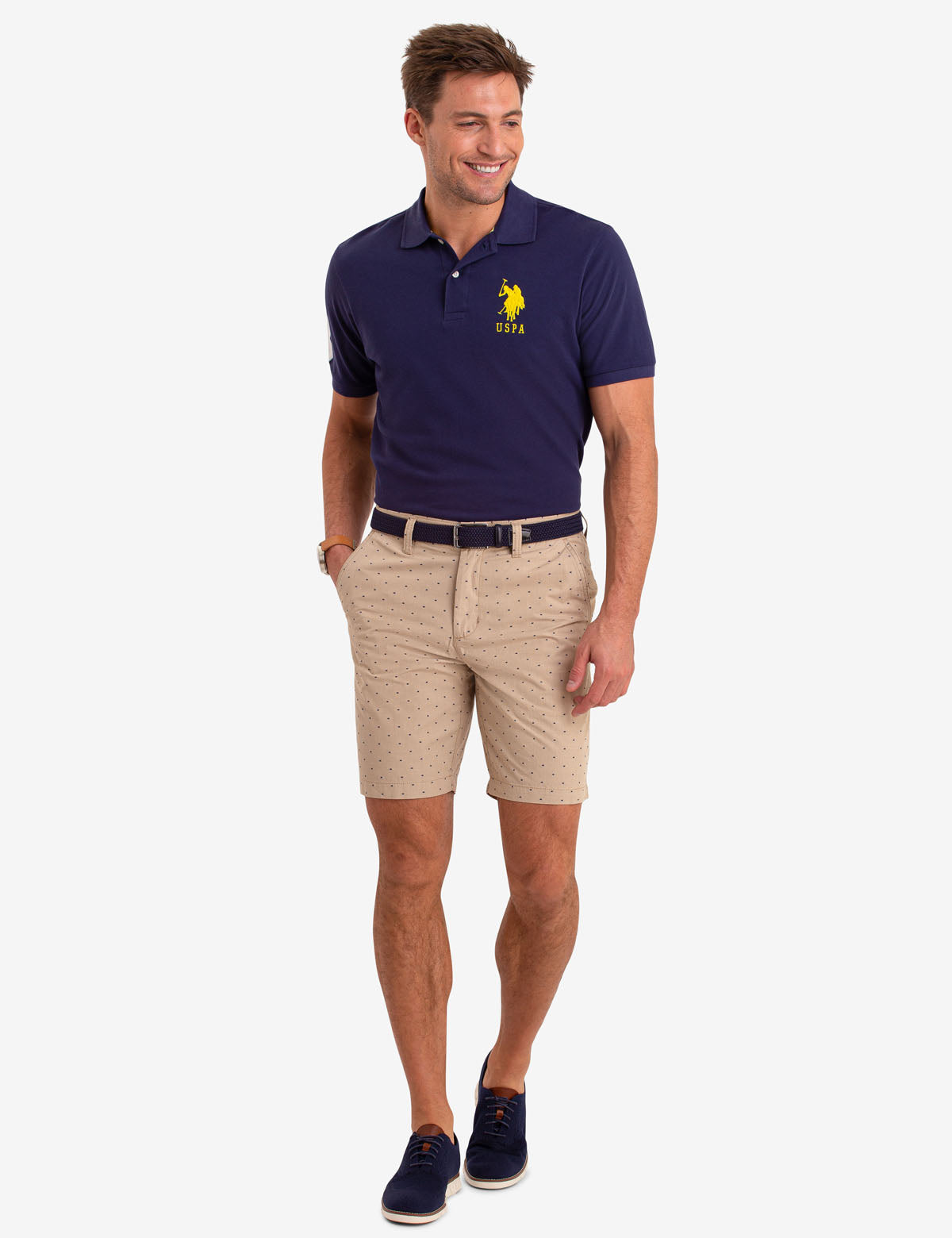 Classic Cotton Polo Shirt with Large Logo & Ribbed Cuffs | Big Logo