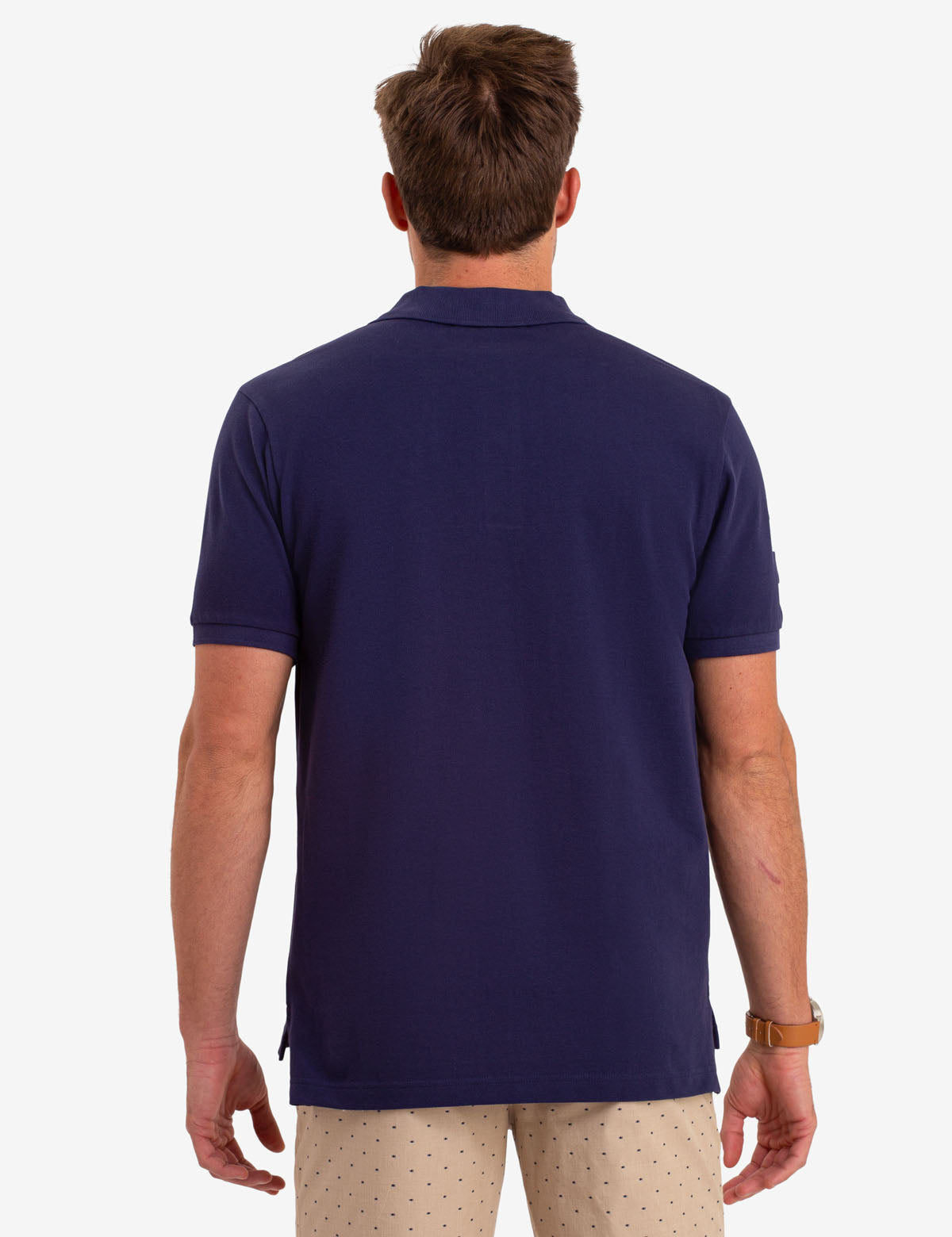 Classic Cotton Polo Shirt with Large Logo & Ribbed Cuffs | Big Logo