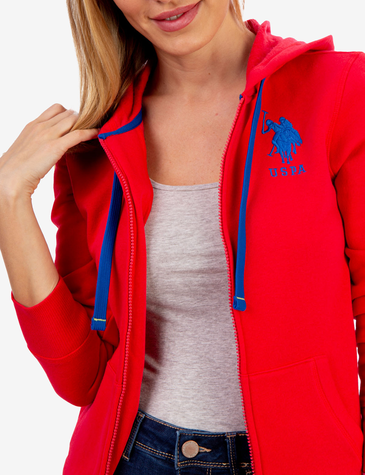 Logo Zip Front Hoodie with Kangaroo Pockets & Adjustable Hood