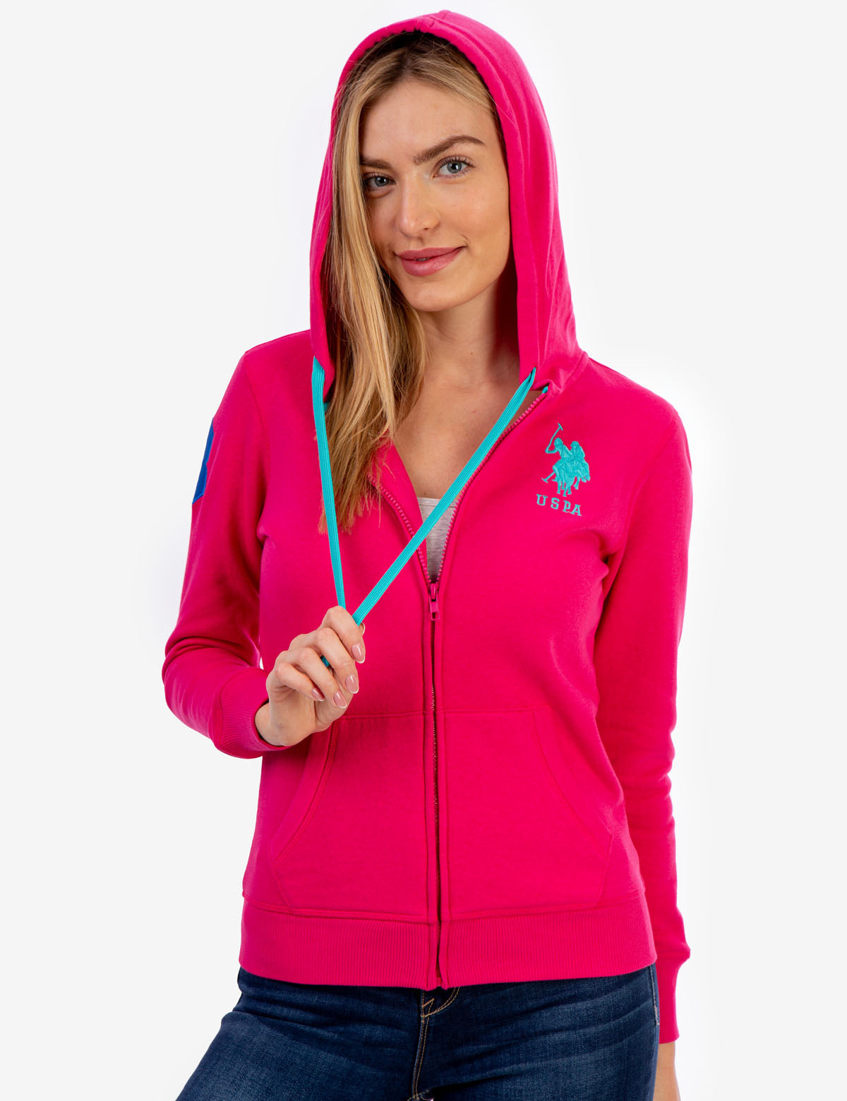 Logo Zip Front Hoodie with Kangaroo Pockets & Adjustable Hood