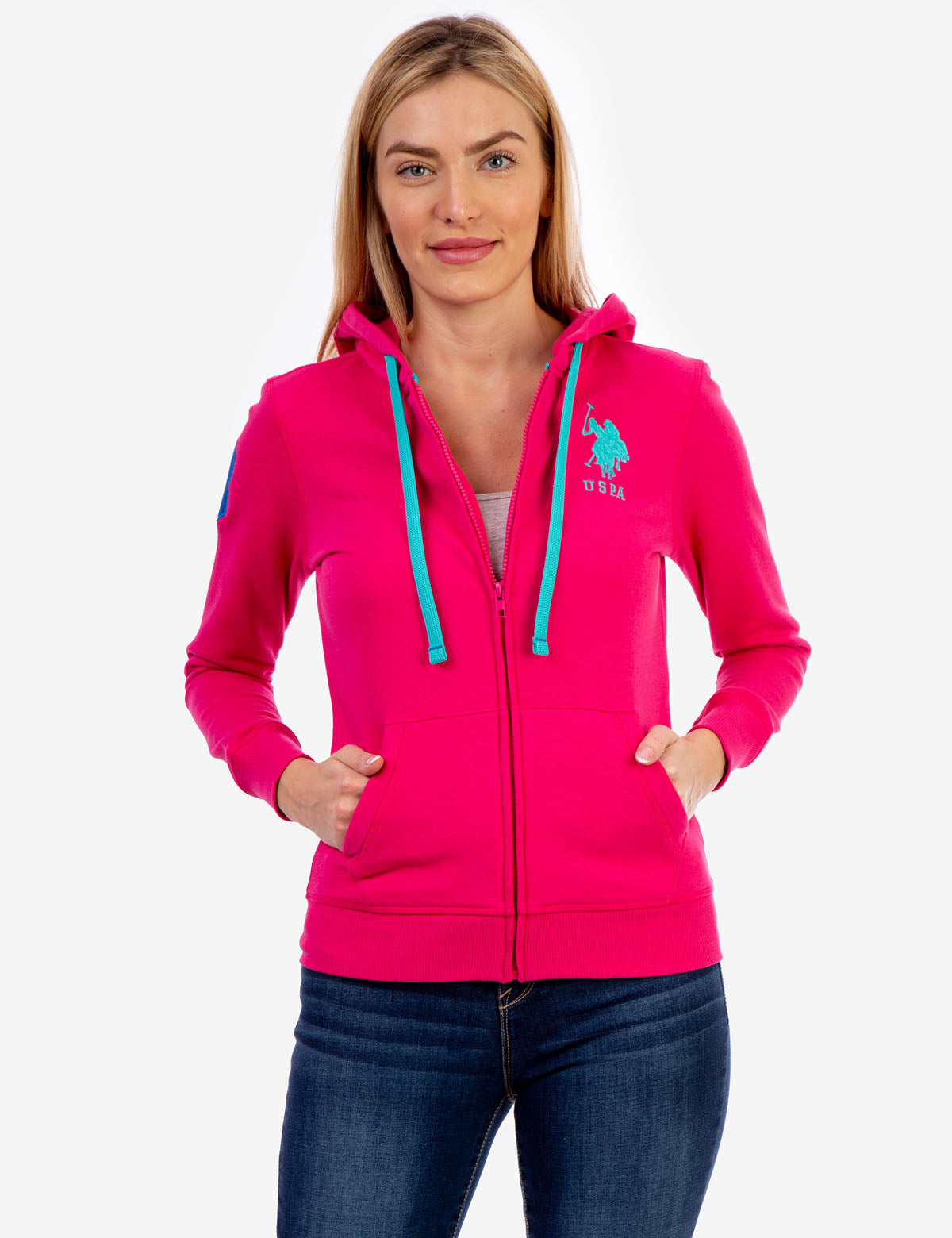Logo Zip Front Hoodie with Kangaroo Pockets & Adjustable Hood