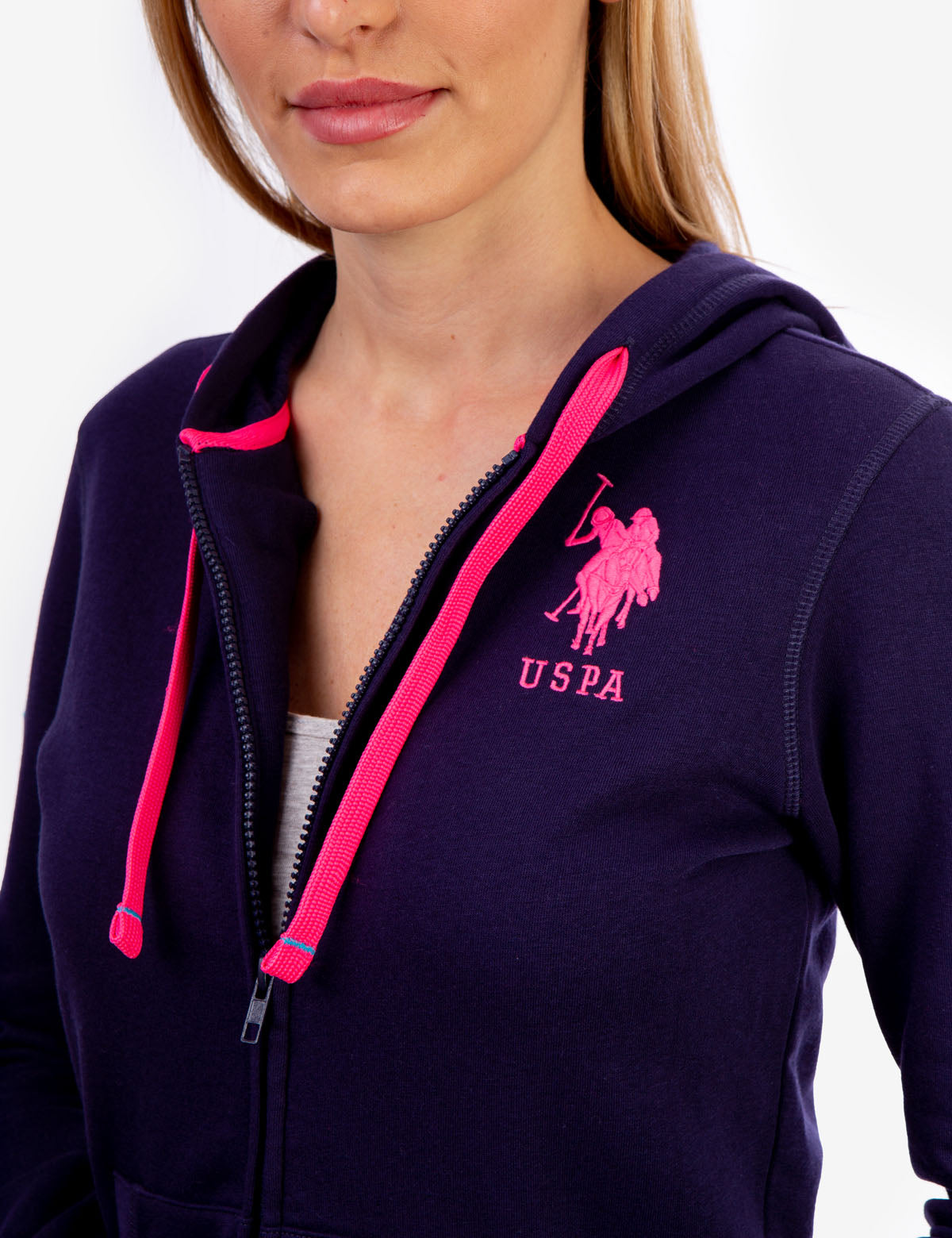 Logo Zip Front Hoodie with Kangaroo Pockets & Adjustable Hood