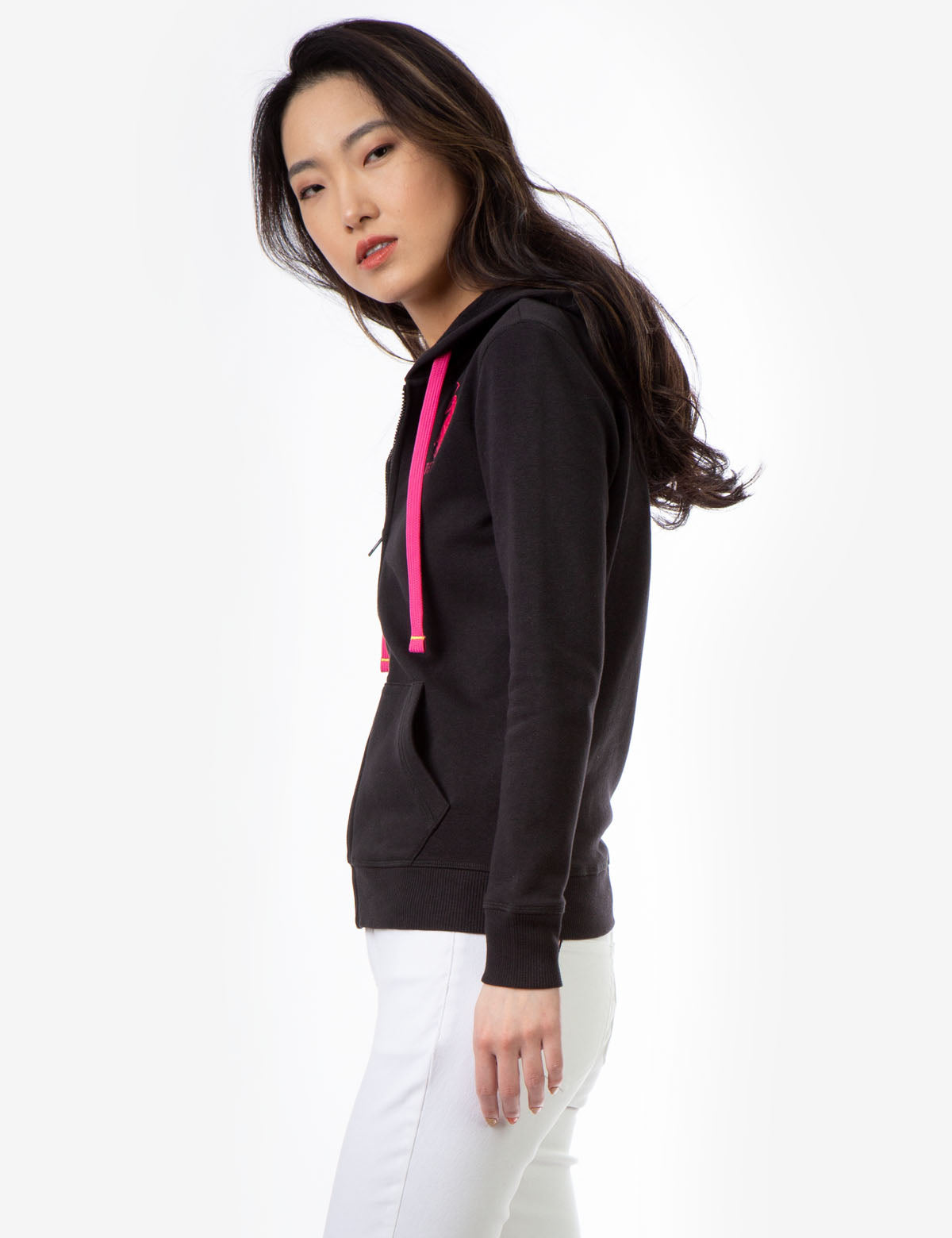 Logo Zip Front Hoodie with Kangaroo Pockets & Adjustable Hood