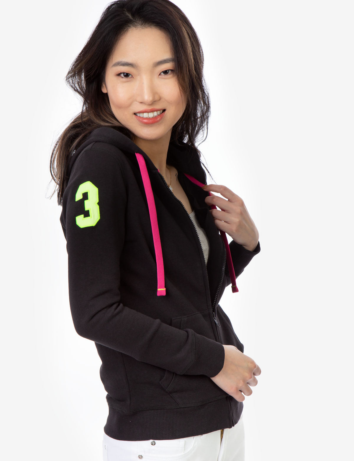 Logo Zip Front Hoodie with Kangaroo Pockets & Adjustable Hood