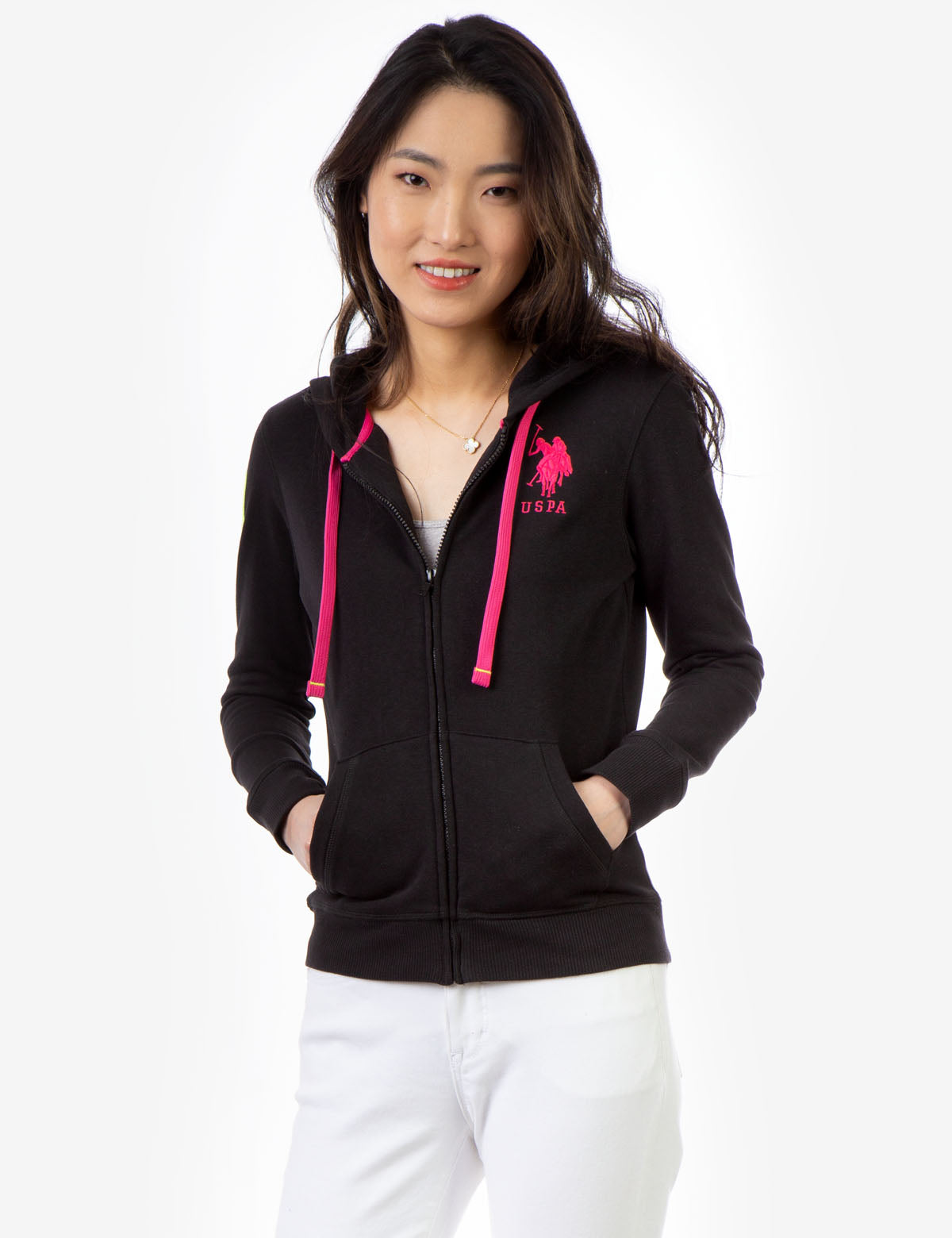Logo Zip Front Hoodie with Kangaroo Pockets & Adjustable Hood