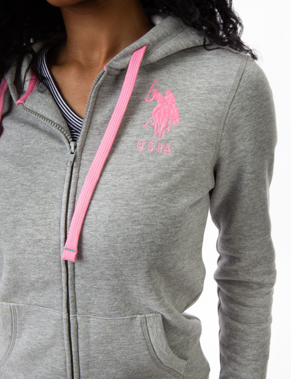 Logo Zip Front Hoodie with Kangaroo Pockets & Adjustable Hood