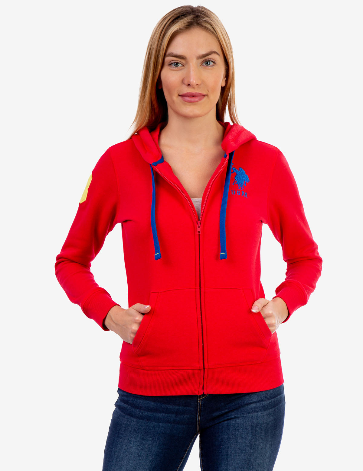 Logo Zip Front Hoodie with Kangaroo Pockets & Adjustable Hood