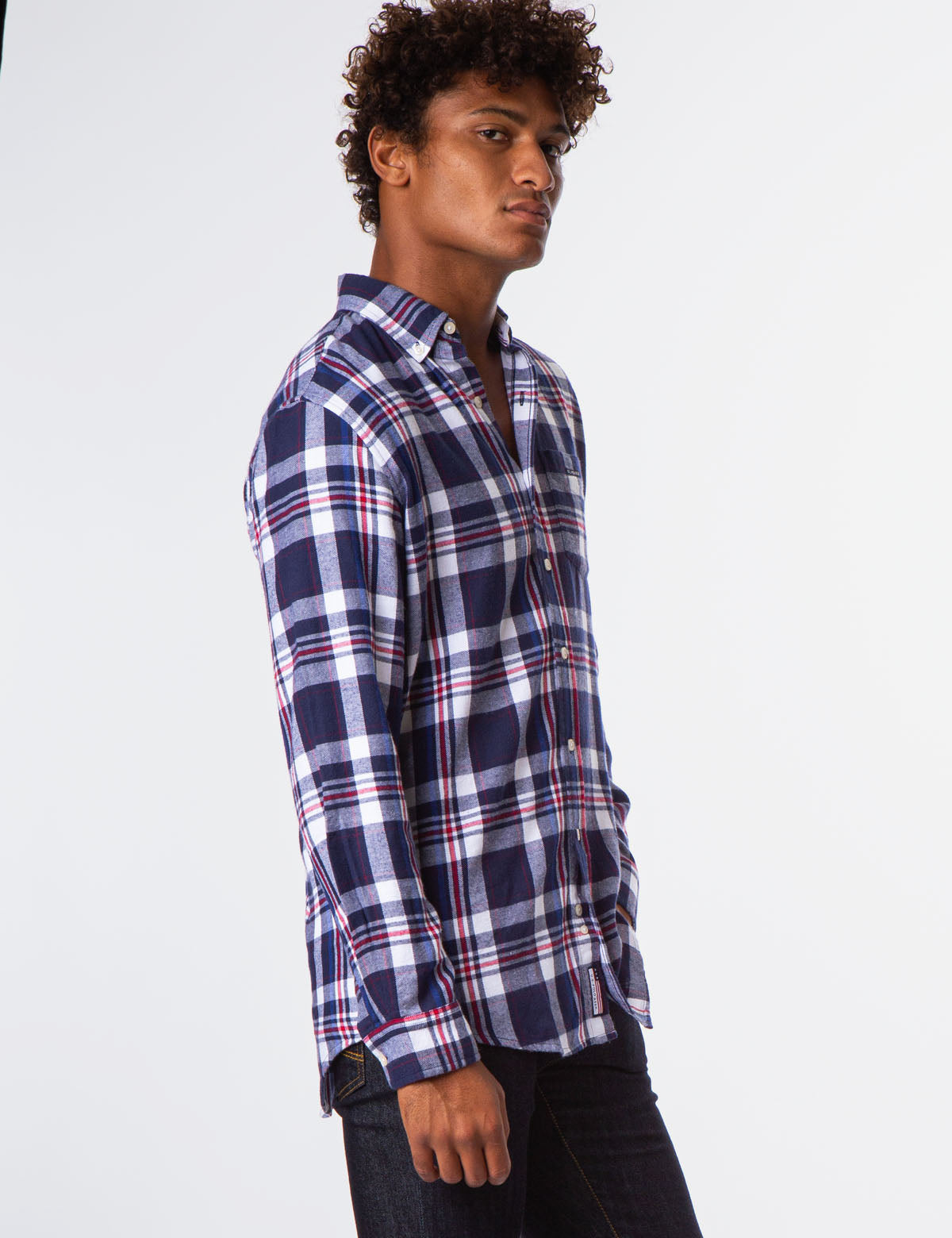 Plaid Brushed Twill Shirt with Button Front & Patch Pocket | USPA