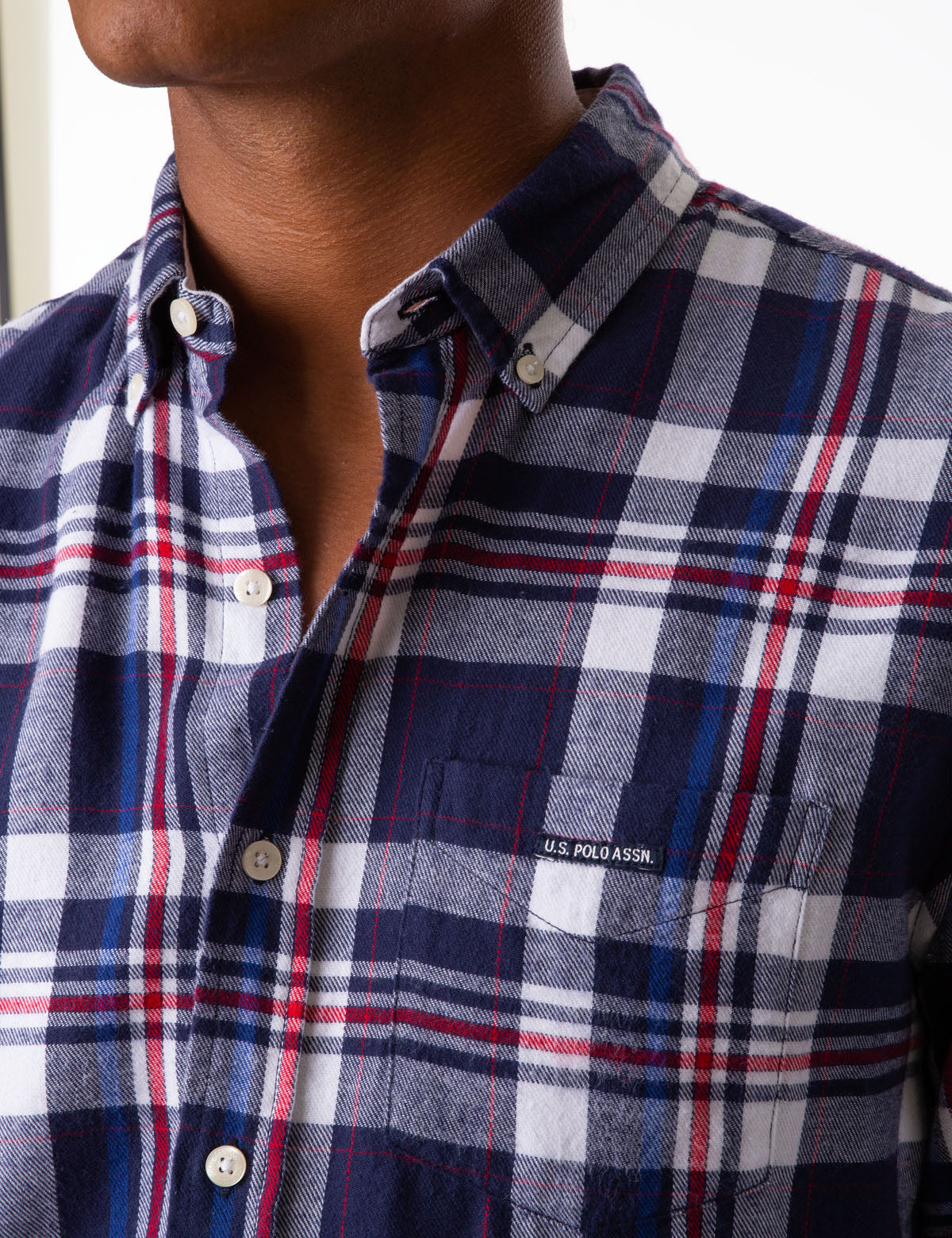 Plaid Brushed Twill Shirt with Button Front & Patch Pocket | USPA