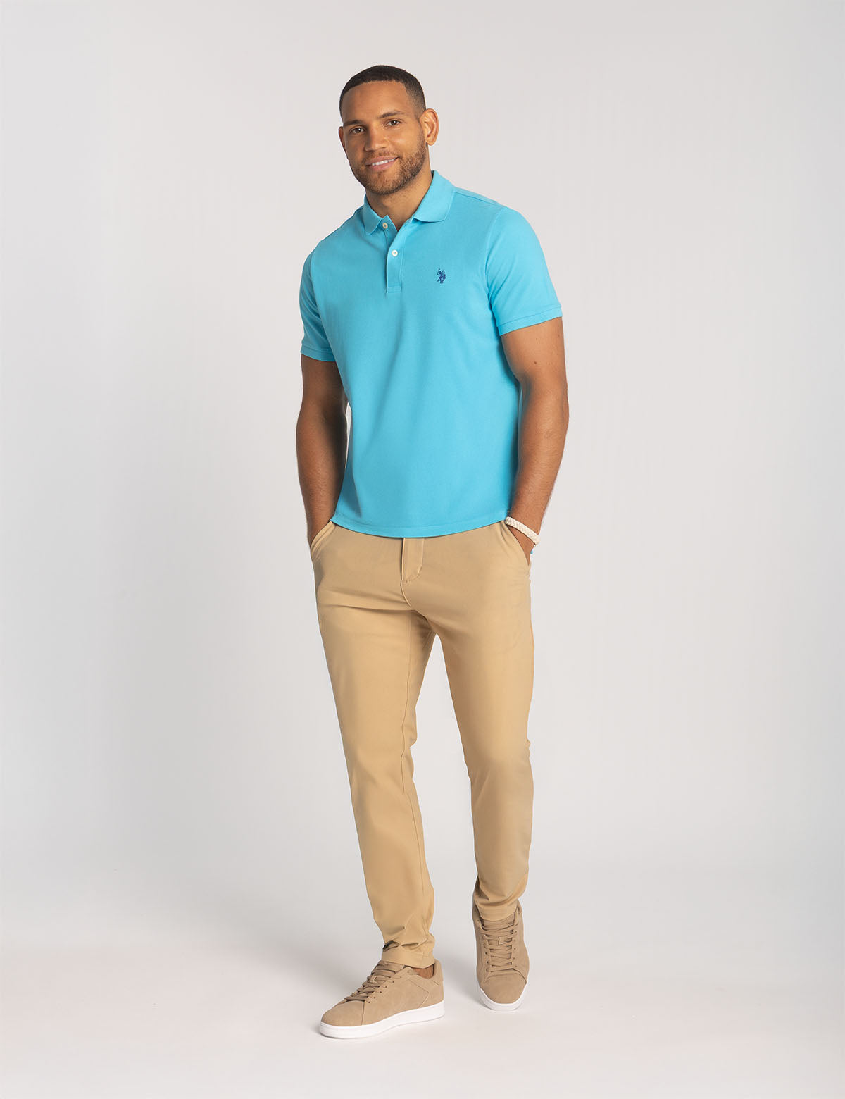 Men's Solid Pique Polo Shirt with Small Logo | Casual Wear