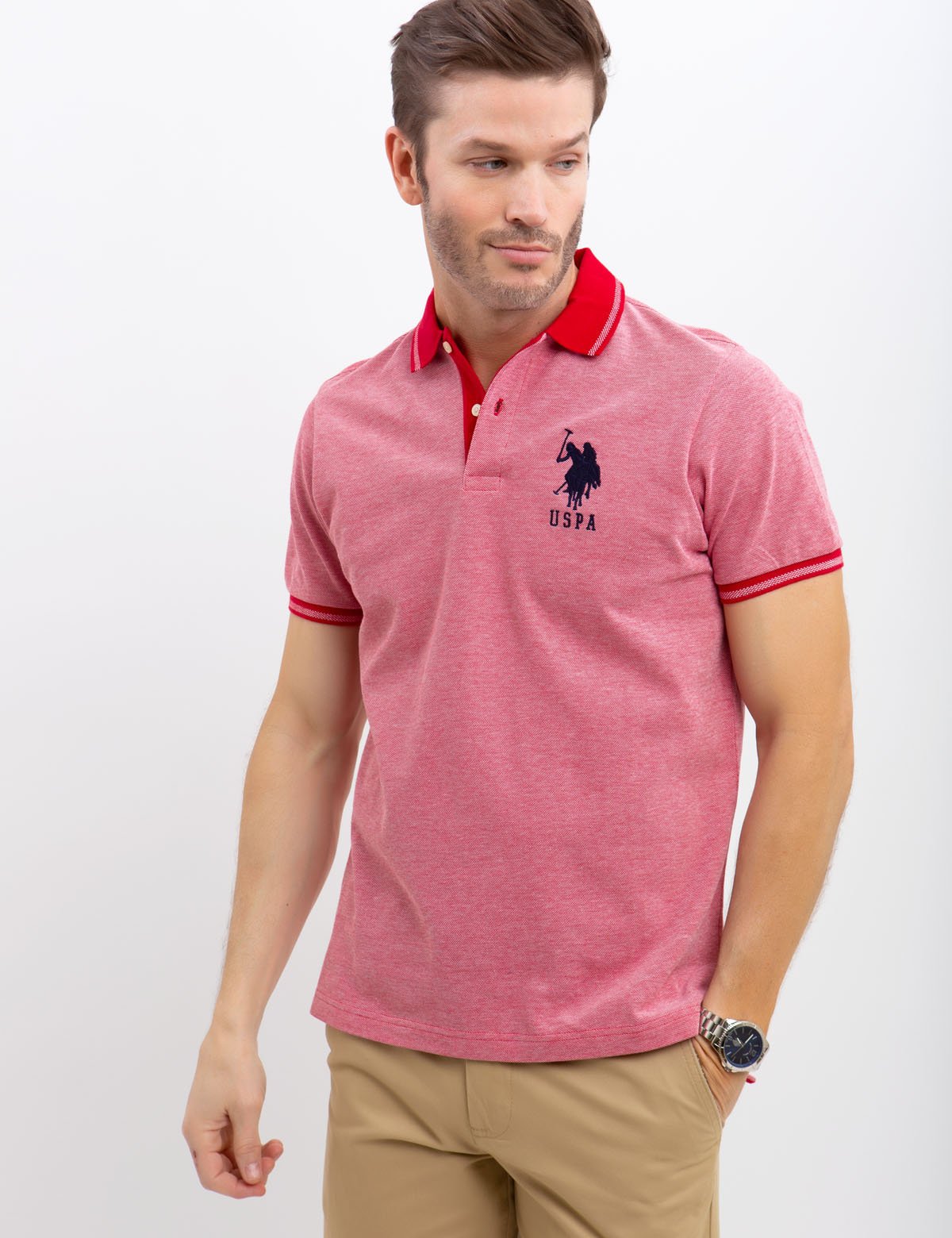 Men's Pique Polo Shirt with Embroidered Logo | Birdseye