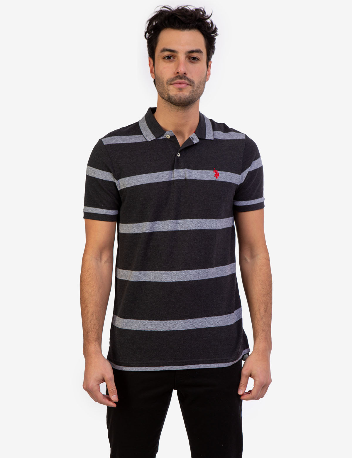 Birdseye Stripe Polo Shirt with Ribbed Cuffs & Vented Hem | Casual Men's Top