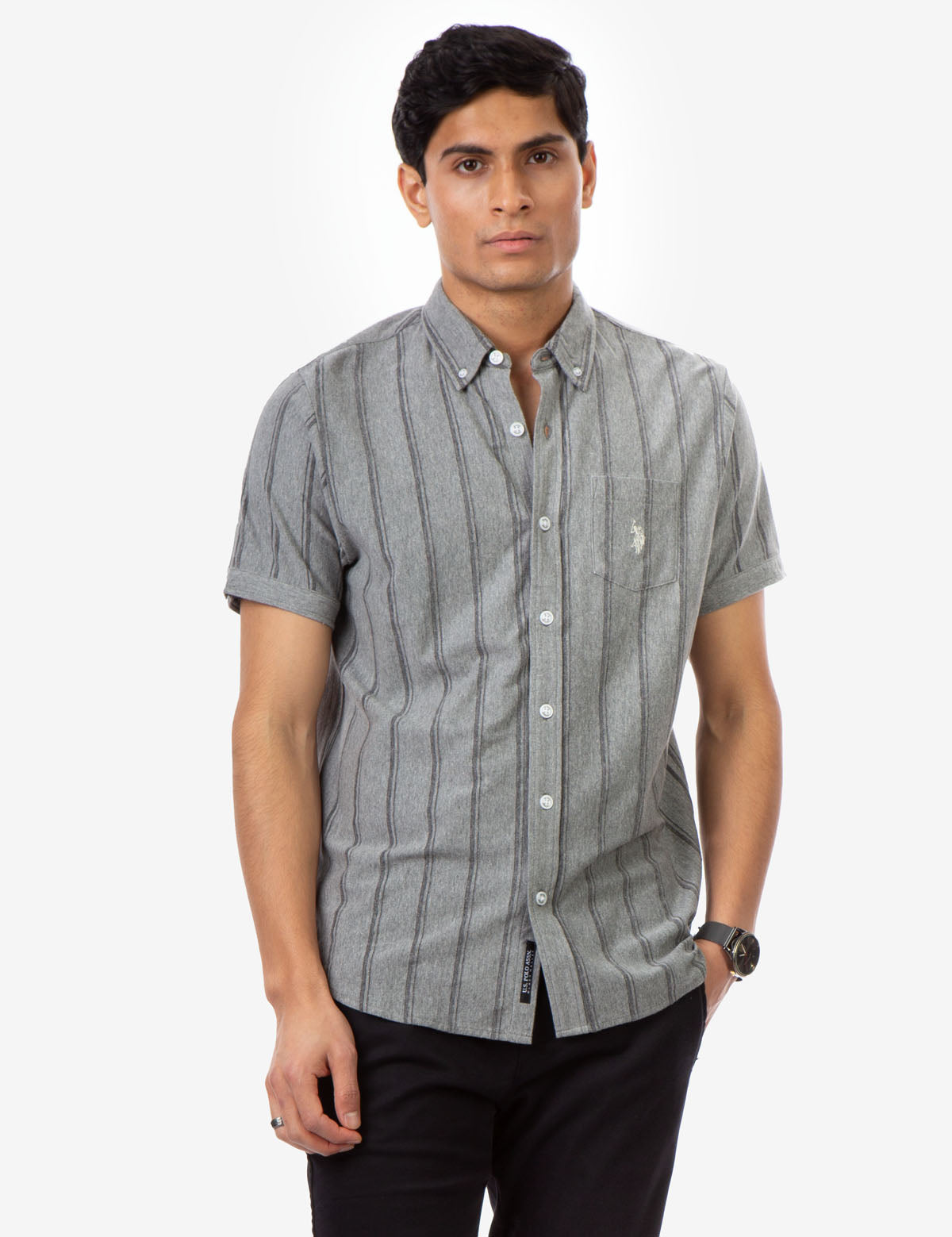 Striped Jersey Shirt with Button Front & Collar | BIRDSEYE