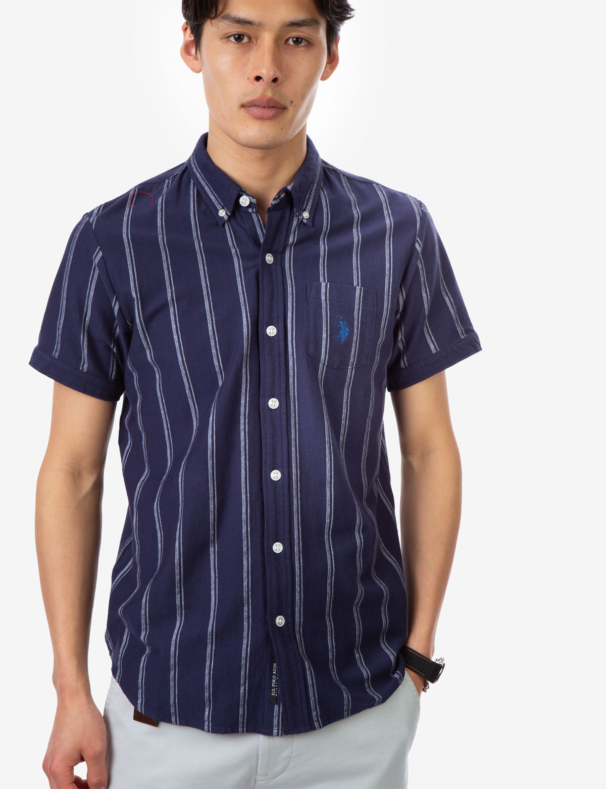 Striped Jersey Shirt with Button Front & Collar | BIRDSEYE