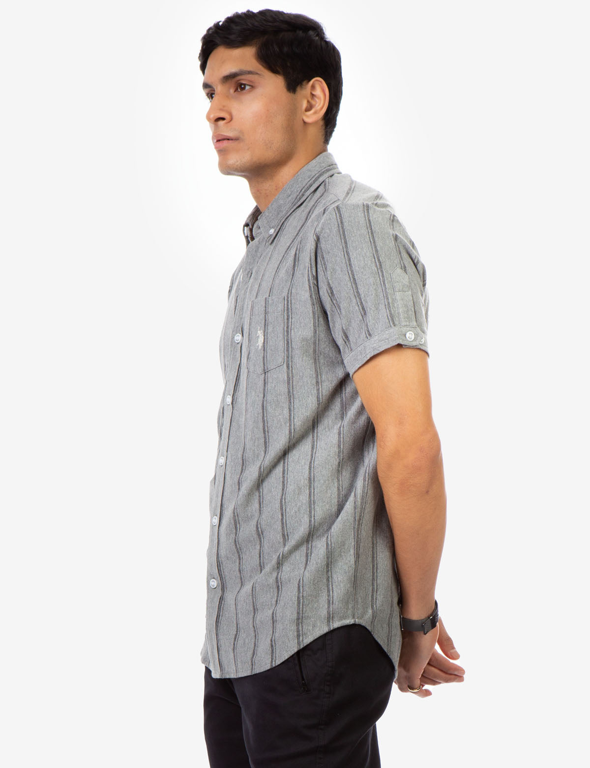Striped Jersey Shirt with Button Front & Collar | BIRDSEYE