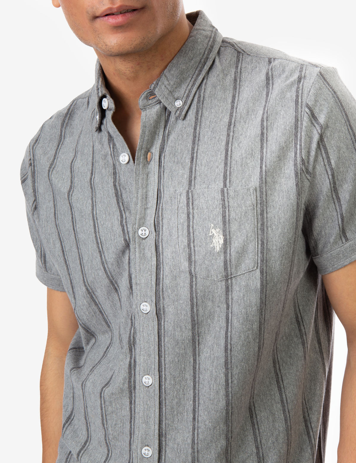 Striped Jersey Shirt with Button Front & Collar | BIRDSEYE