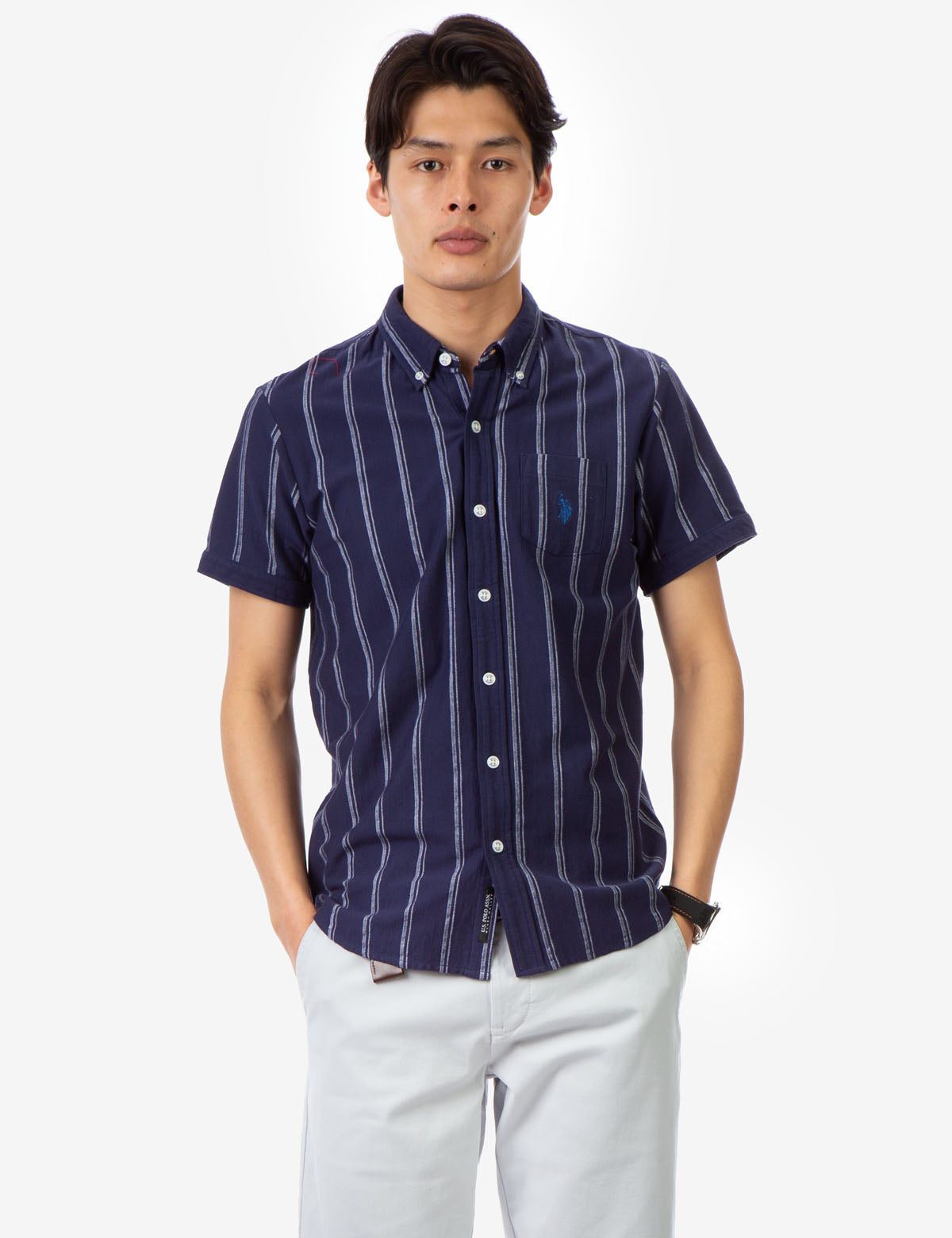 Striped Jersey Shirt with Button Front & Collar | BIRDSEYE