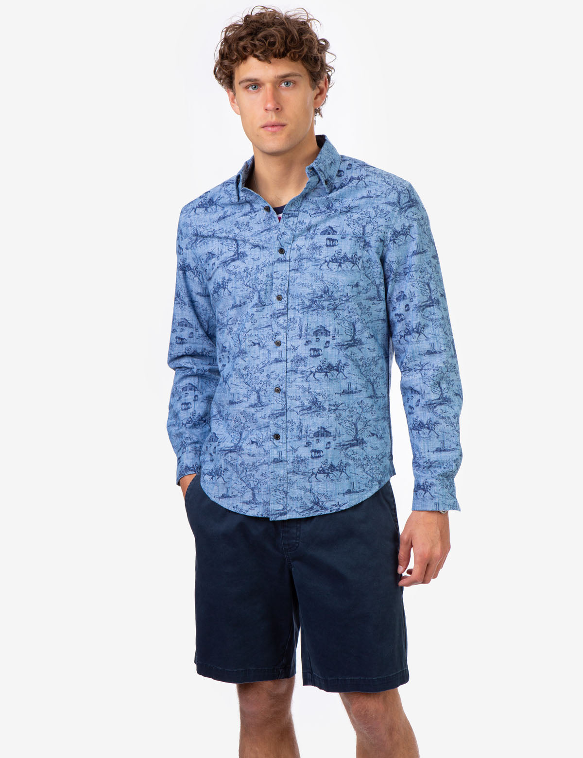 Black Polo Print Shirt with All Over Design | Mallet Collection