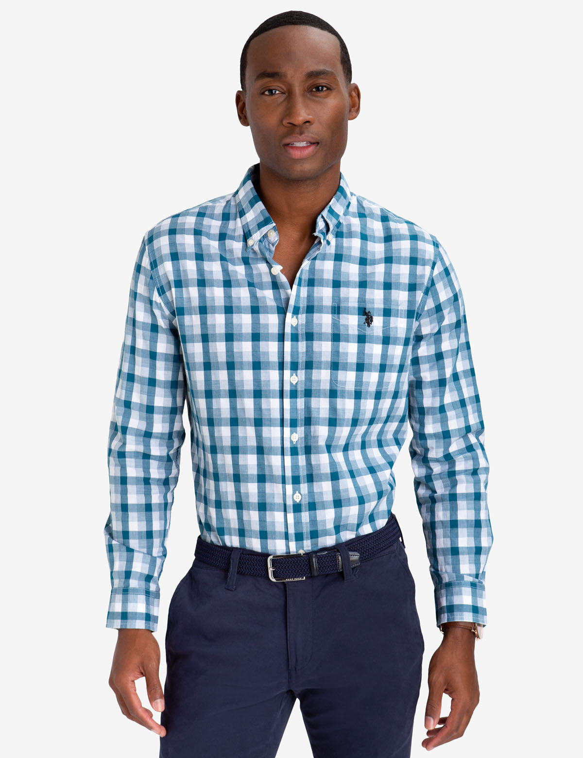 Classic Fit Dobby Plaid Shirt | Black Mallet Collection