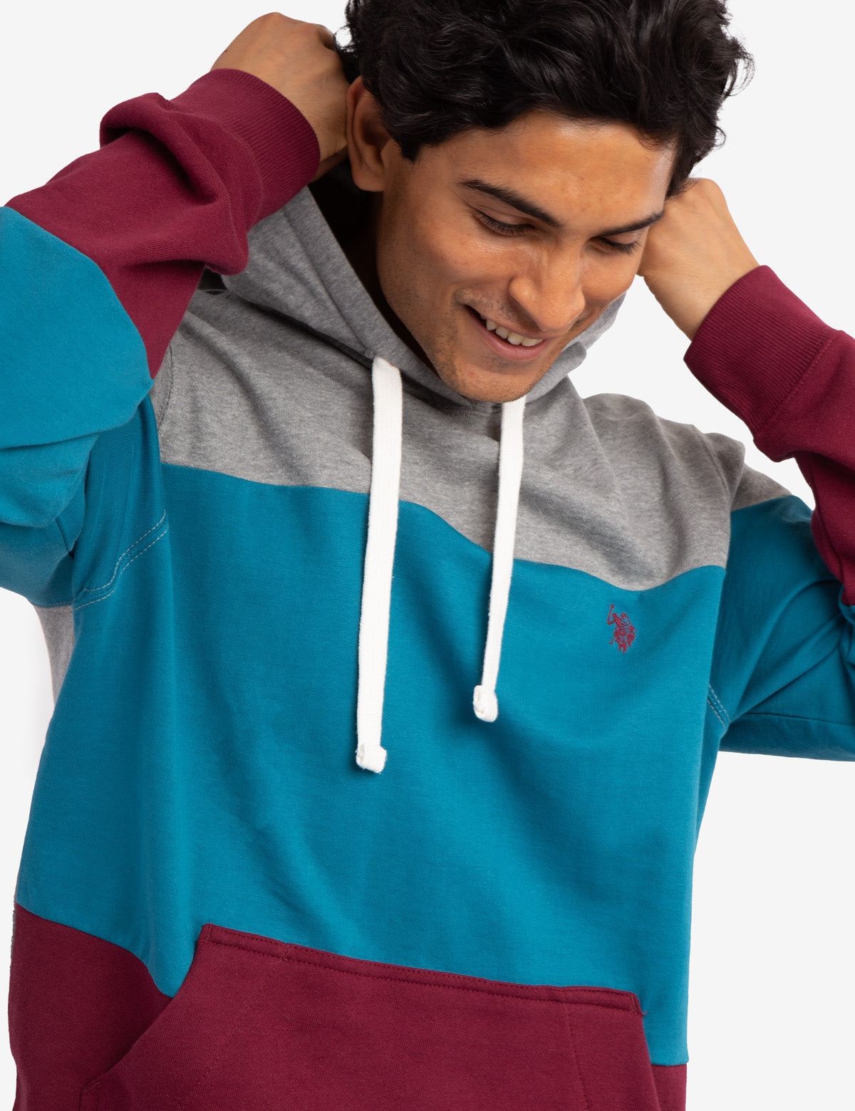 Colorblock French Terry Hoodie with Kangaroo Pocket | Black Mallet