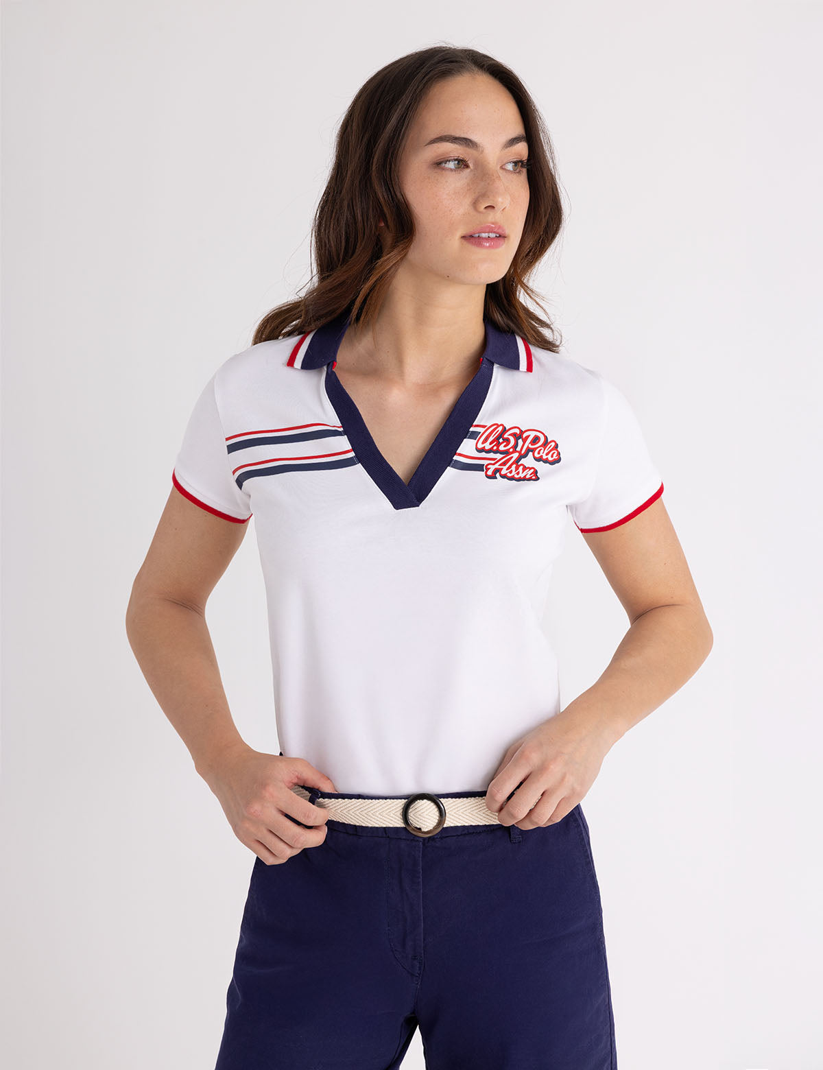 Tipped Split Neck Polo Shirt | Americana Style