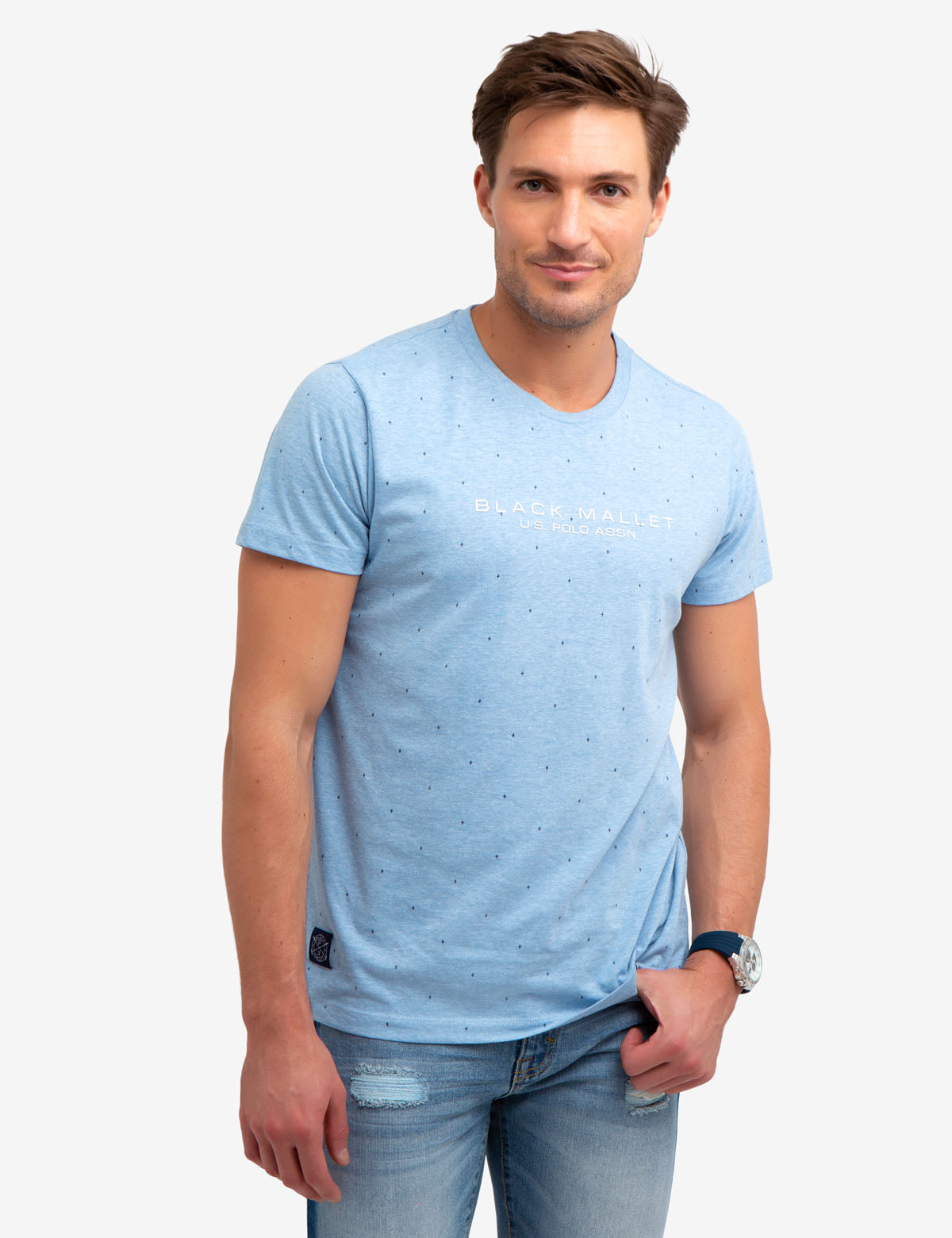 Black Mallet Print Cotton T-Shirt | Crew Neck Tee
