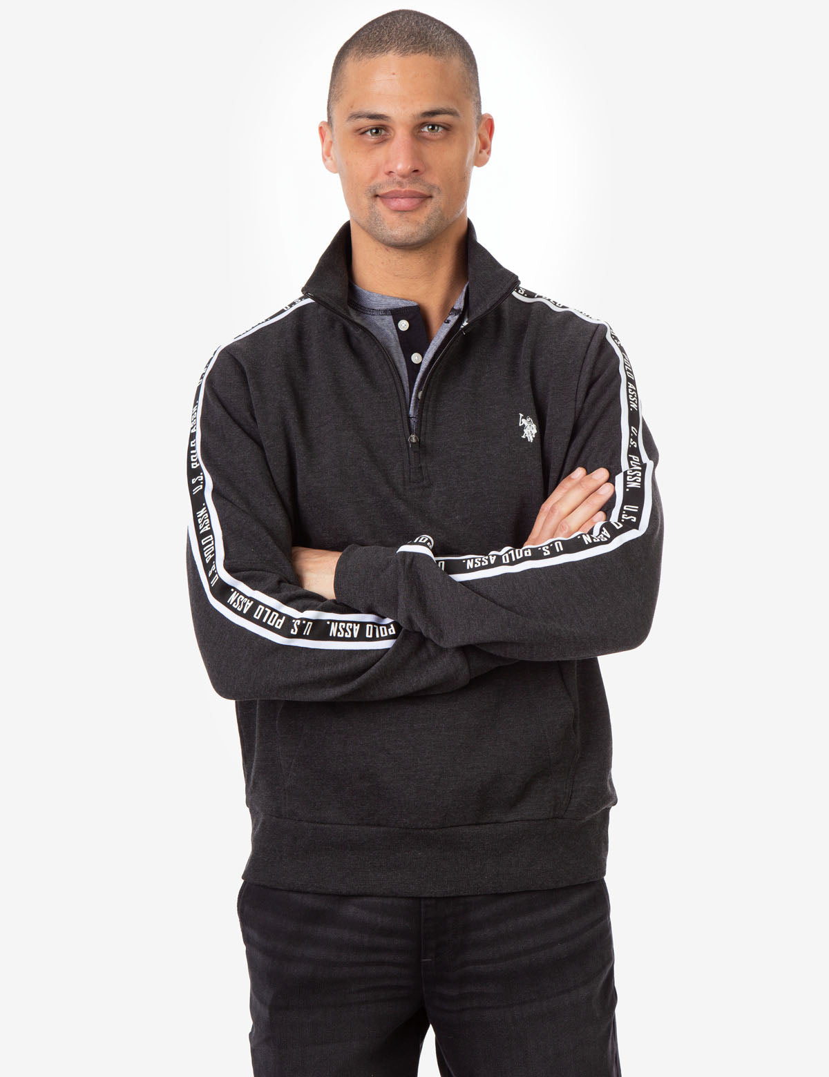Black Quarter Zip Pullover with Kangaroo Pocket | U.S. Polo Assn.