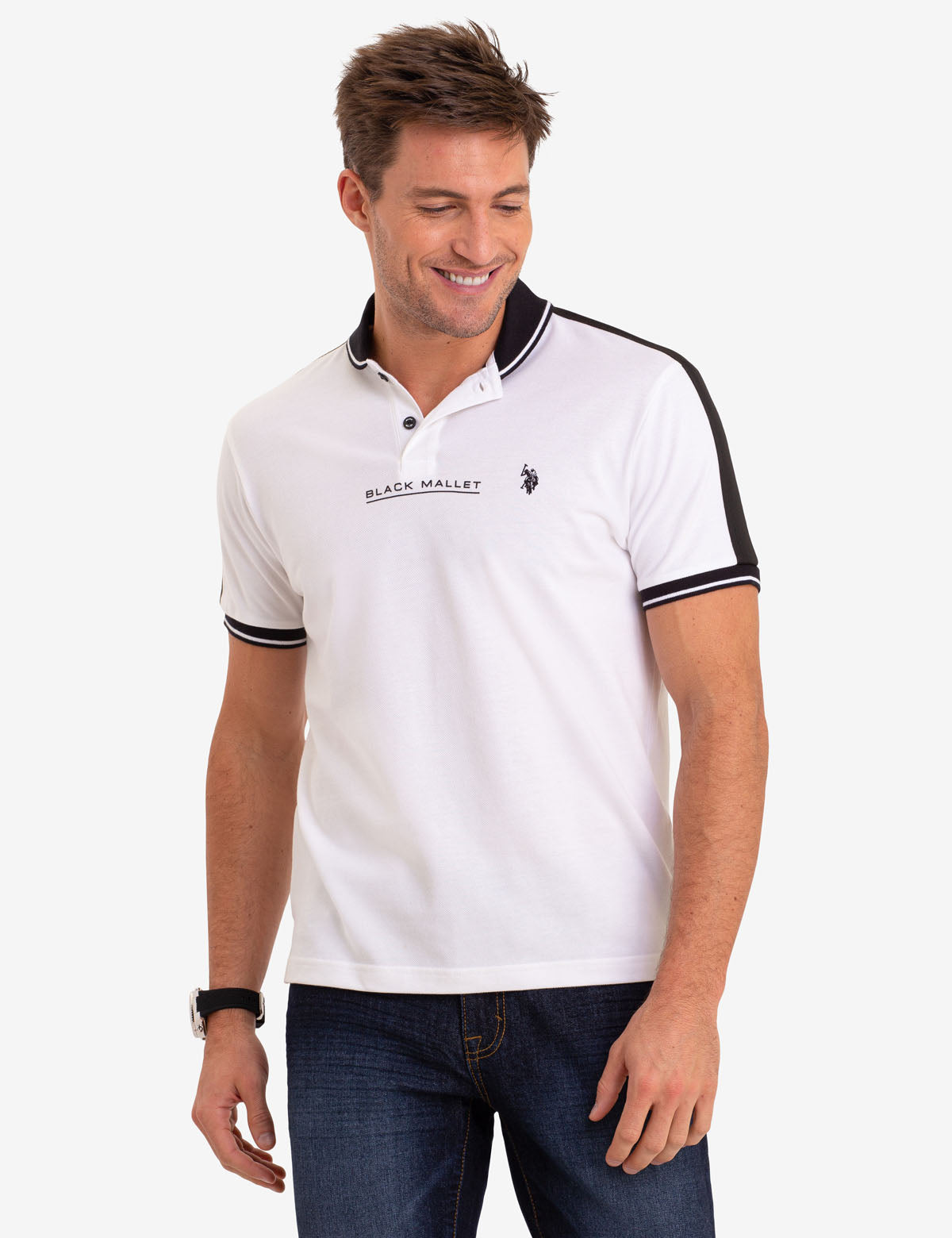 Shawl Collar Polo Shirt with Button Placket | Black Mallet