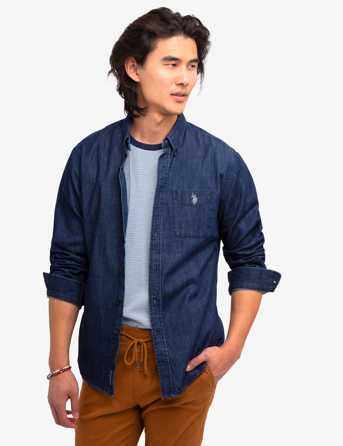 Slim Fit Denim Shirt for Men | Black Mallet Cotton Button-Up