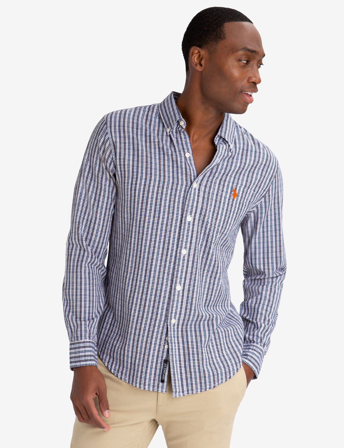 Black Slim Fit Plaid Dobby Shirt for Men | Cotton Button-Up