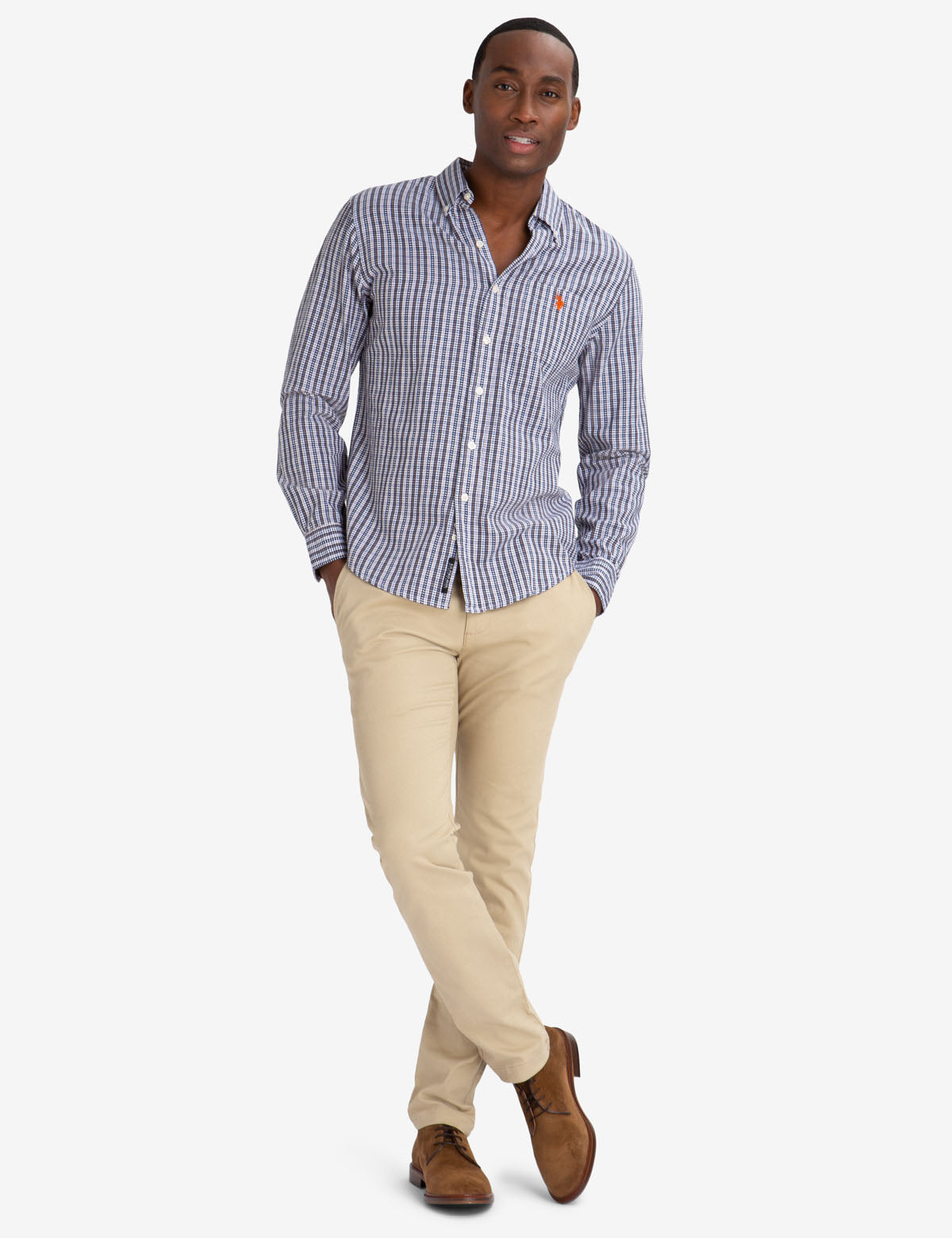 Black Slim Fit Plaid Dobby Shirt for Men | Cotton Button-Up
