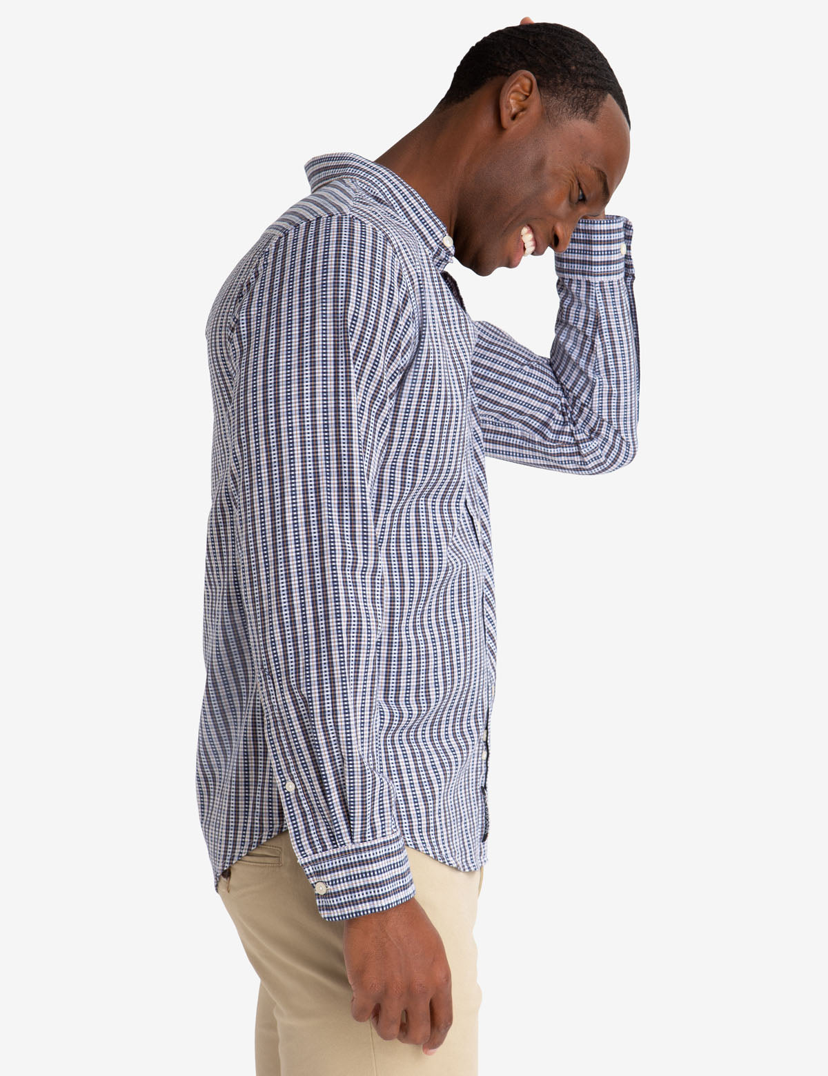 Black Slim Fit Plaid Dobby Shirt for Men | Cotton Button-Up
