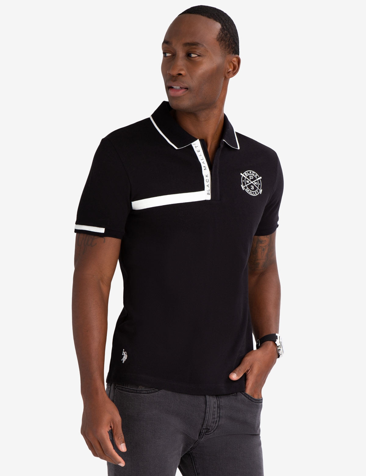 Slim Fit Zipper Polo Shirt for Men | Black Mallet Collection