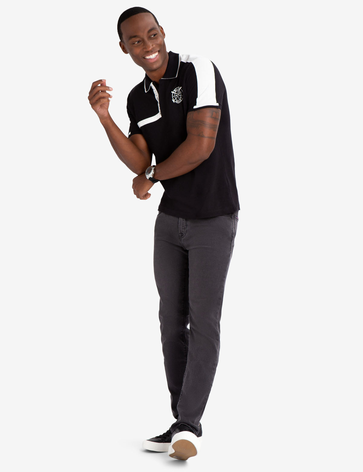 Slim Fit Zipper Polo Shirt for Men | Black Mallet Collection