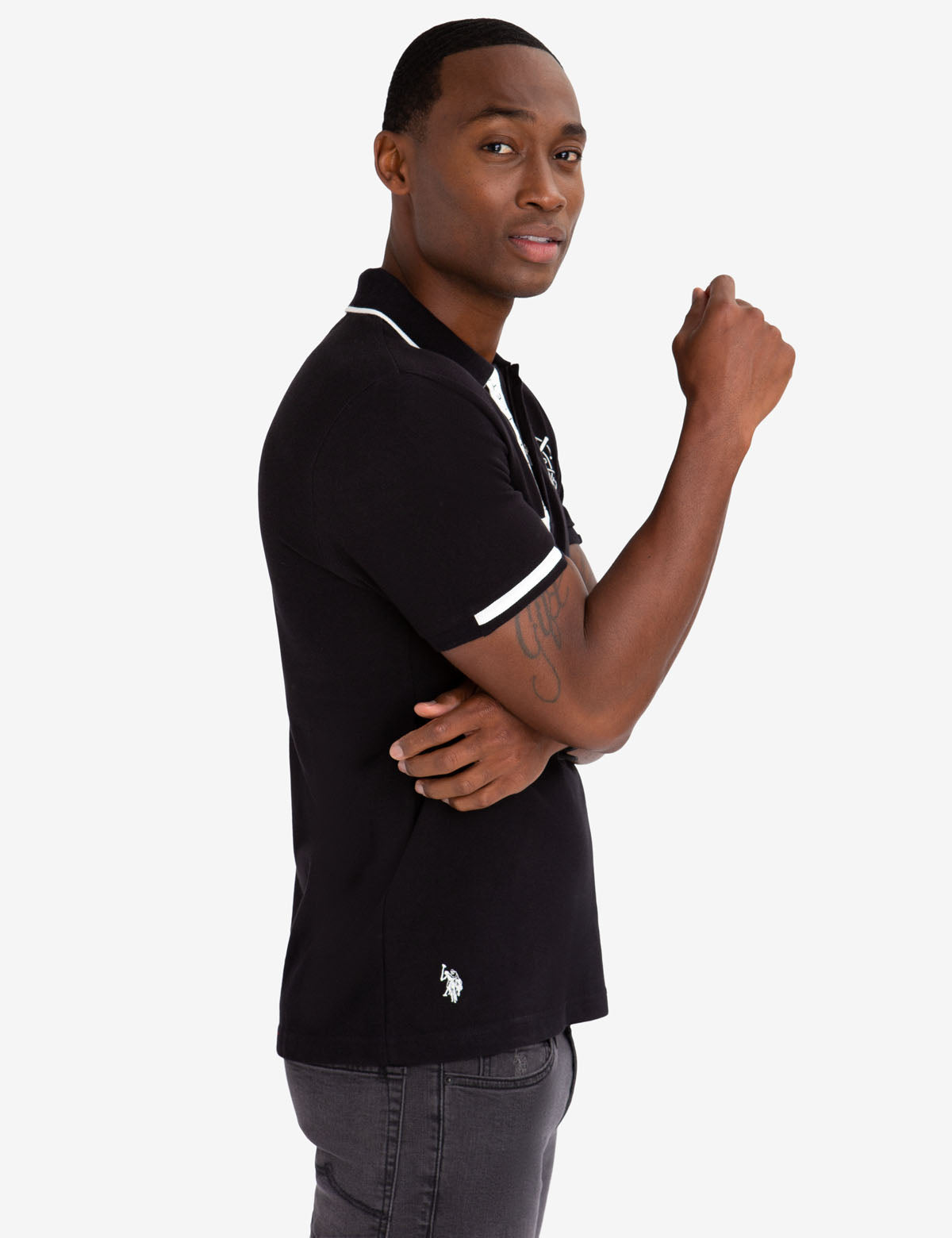 Slim Fit Zipper Polo Shirt for Men | Black Mallet Collection