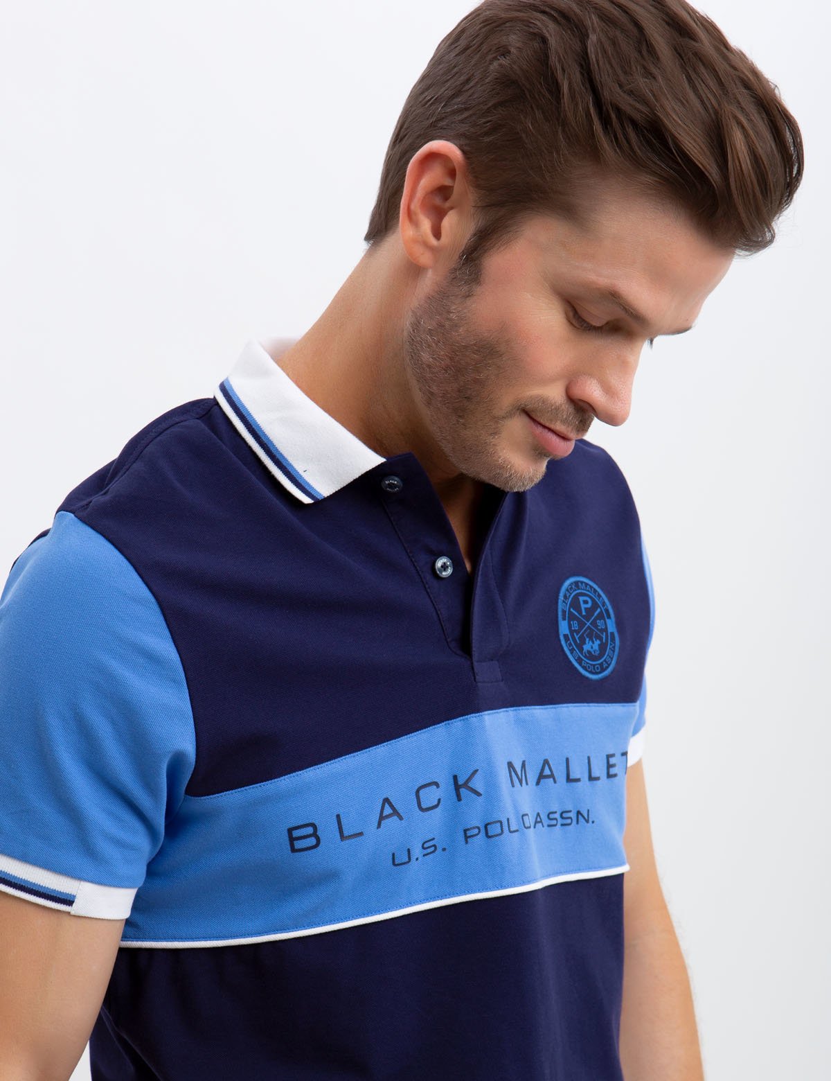 Stretch Pique Slim Fit Polo Shirt with Colorblock Design | U.S. Polo Assn