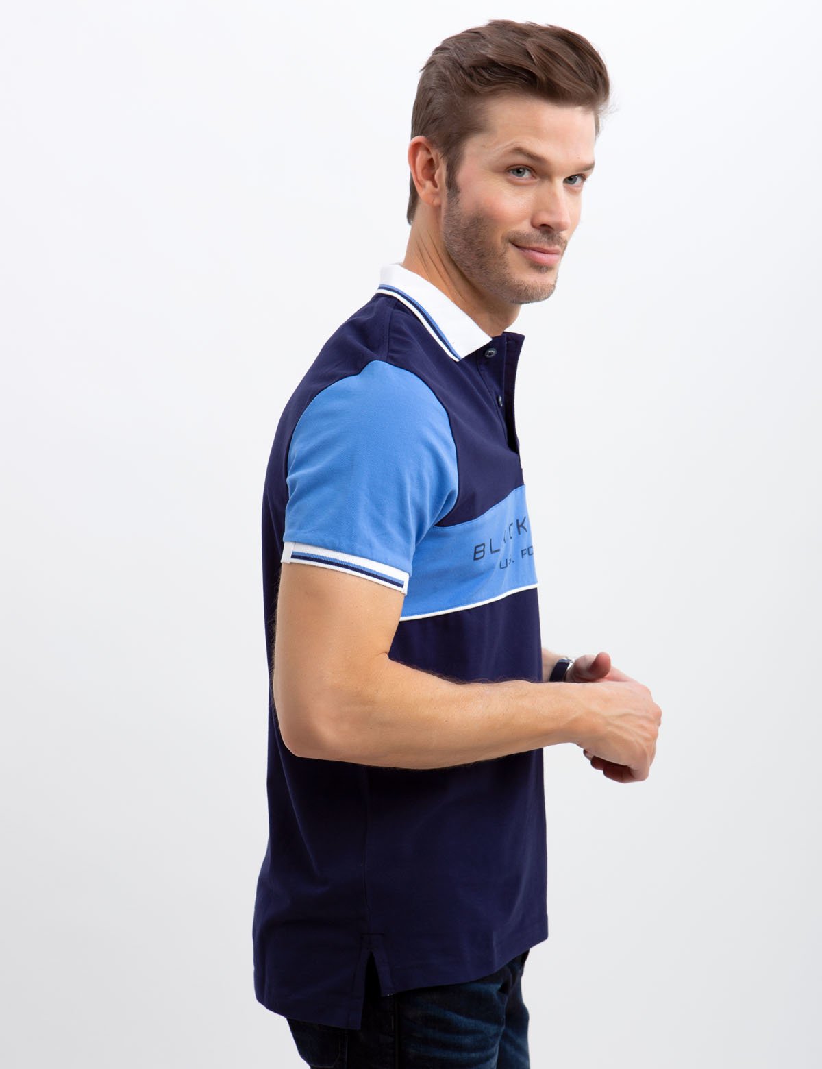 Stretch Pique Slim Fit Polo Shirt with Colorblock Design | U.S. Polo Assn