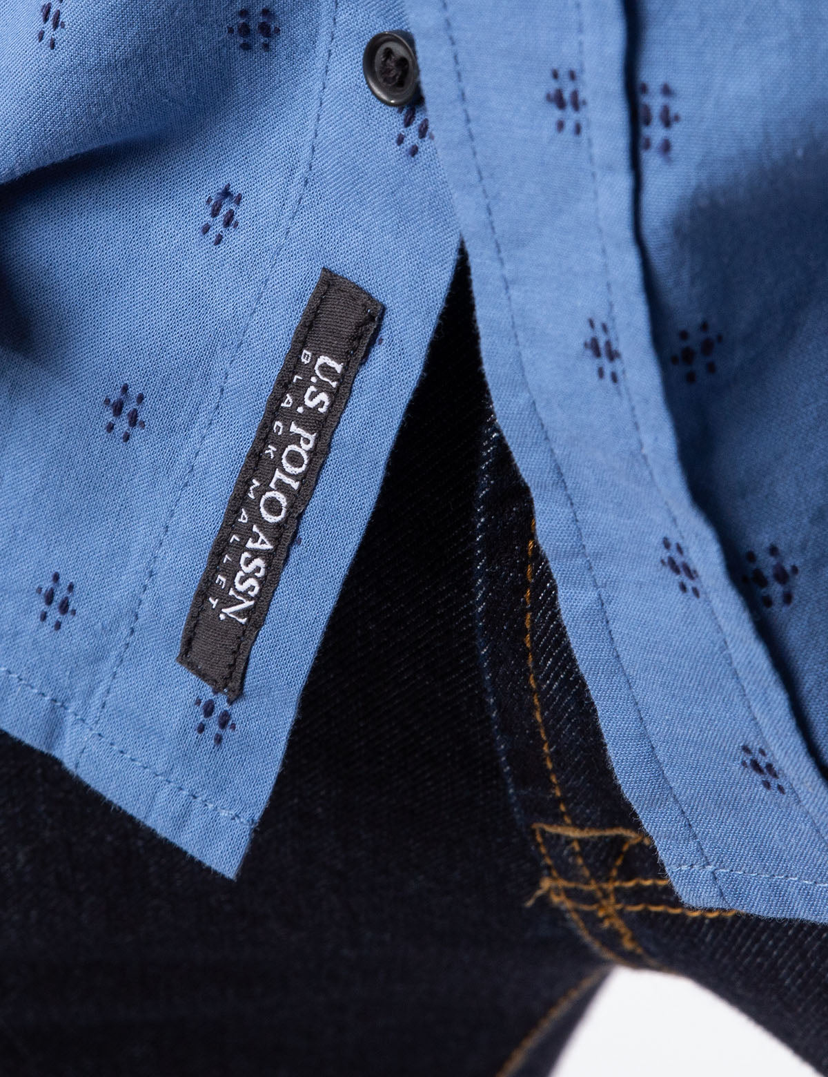Black Swiss Dot Button-Up Shirt with Collar & Pocket | Mallet