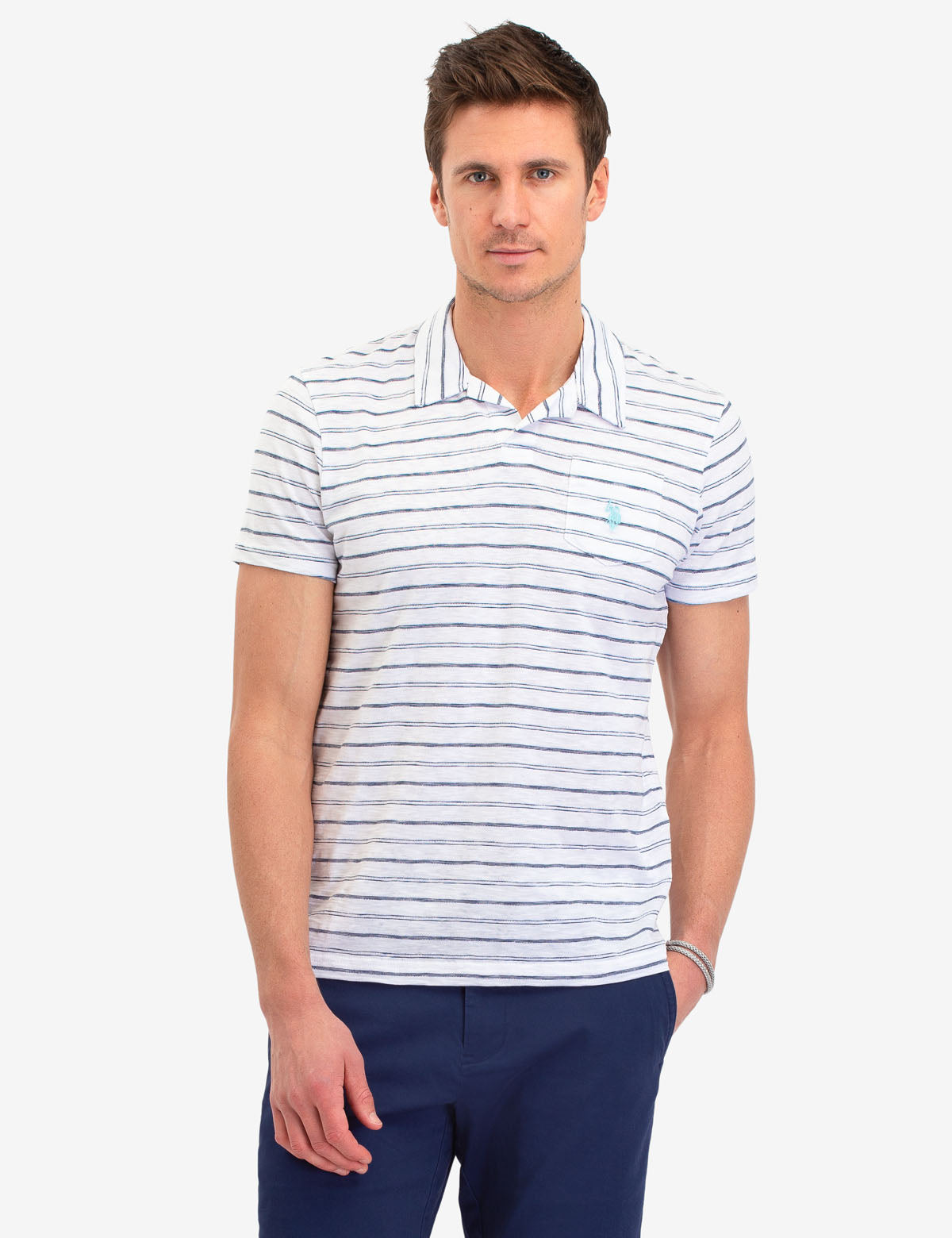 Black Mallet Polo Shirt with Vertical Logo | Button Placket & Short Sleeves