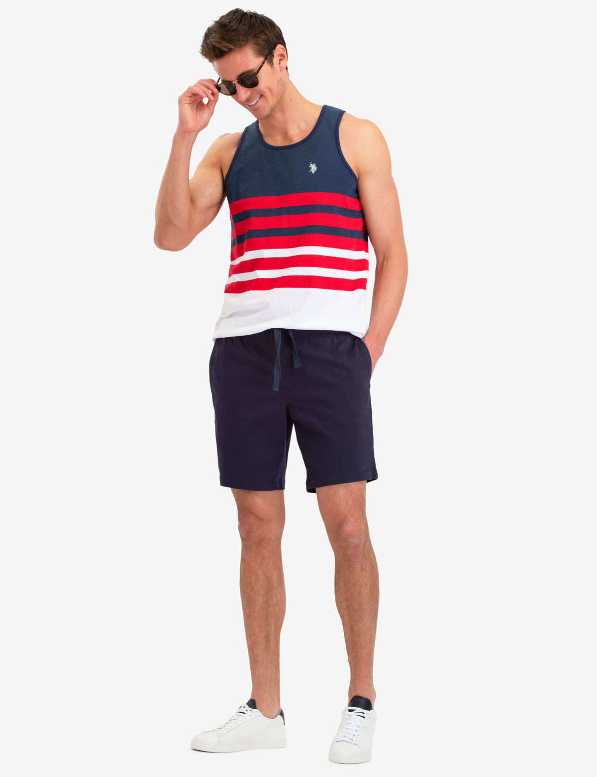 Color Block Stripe Tank Top | Sleeveless Crew Neck