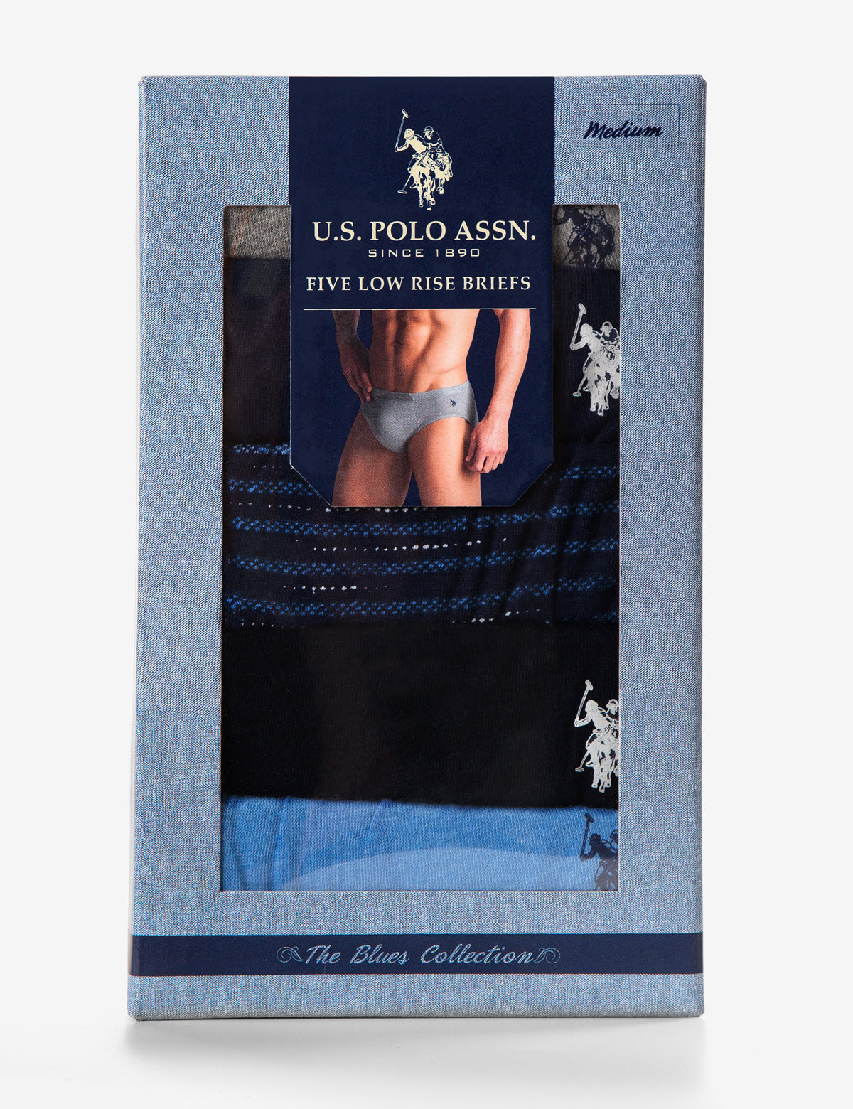5-Pack Cotton Blend Low Rise Briefs | Tag-Free Comfort | Blue Collection