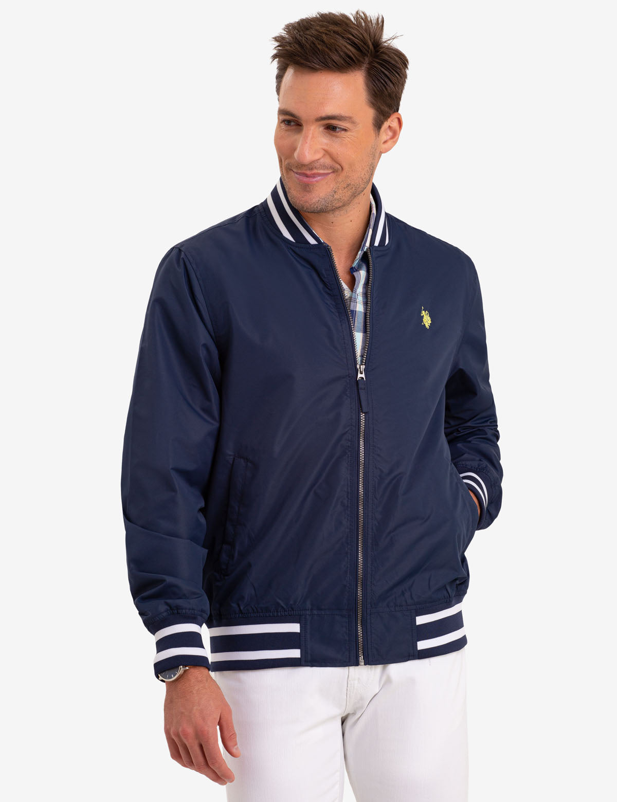 Men's Bomber Jacket with Embroidered Logo | Machine Washable